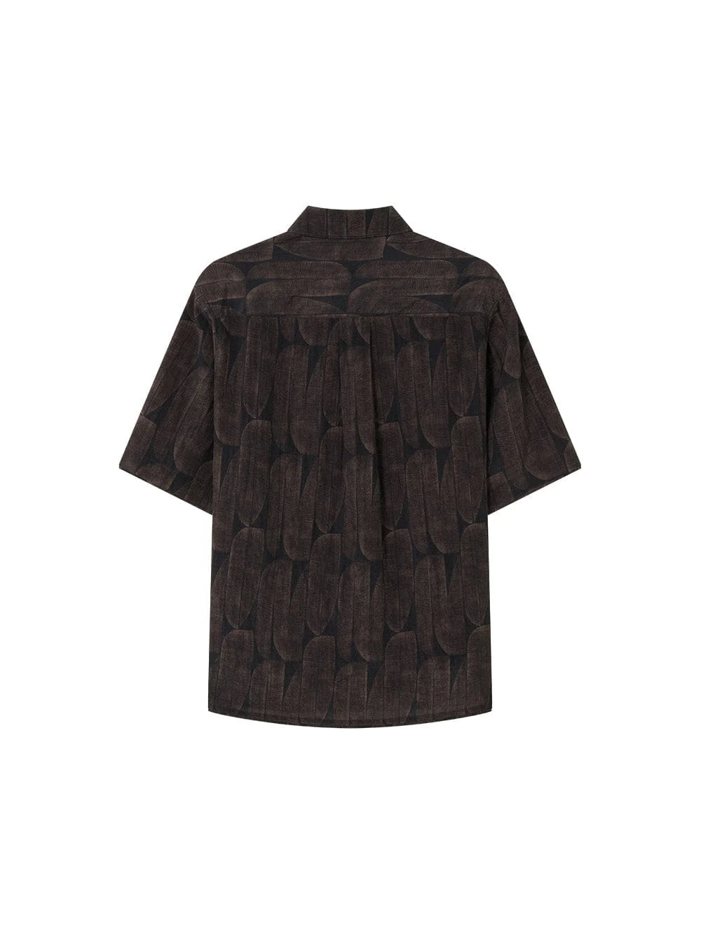 OPICLOTH Retro Textured Leaf Full-Print Half Shirt