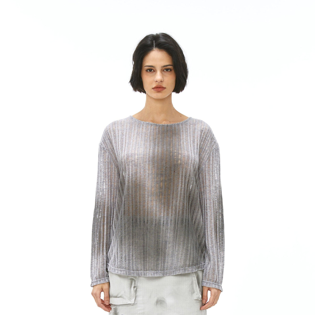 VANN VALRENCE Essential Gradient Sheer Long-Sleeve Tee