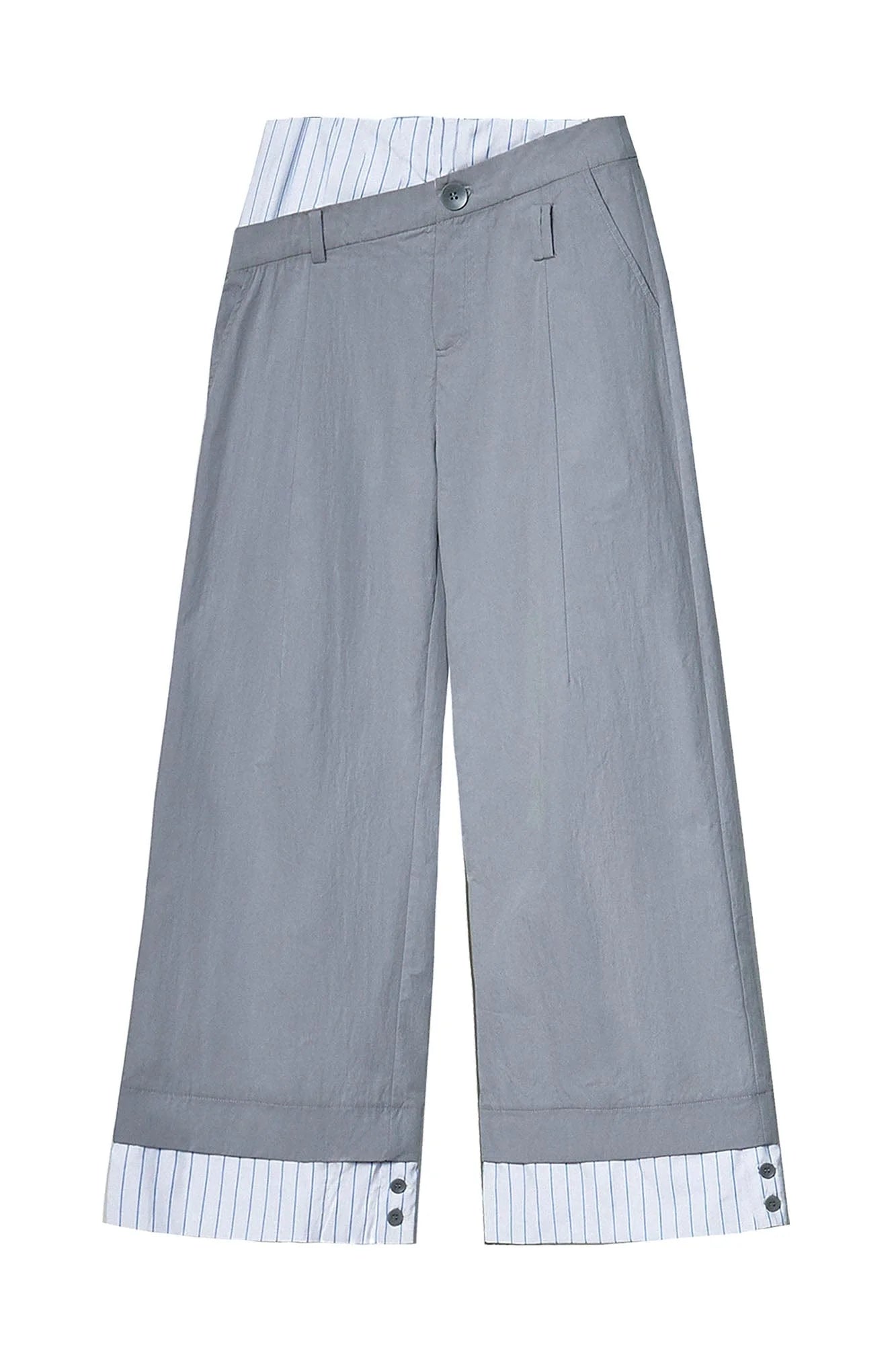 OIPWORD Asymmetrical Waist Faux-Layered Wide-Leg Pants