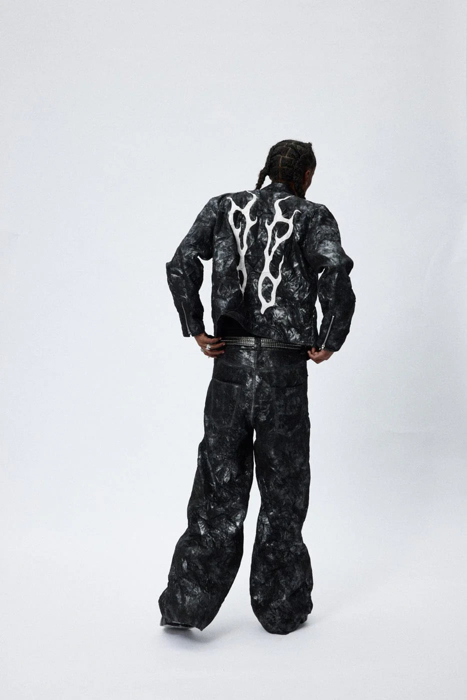 DND4DES Faux Leather Fire Motorcycle Jacket
