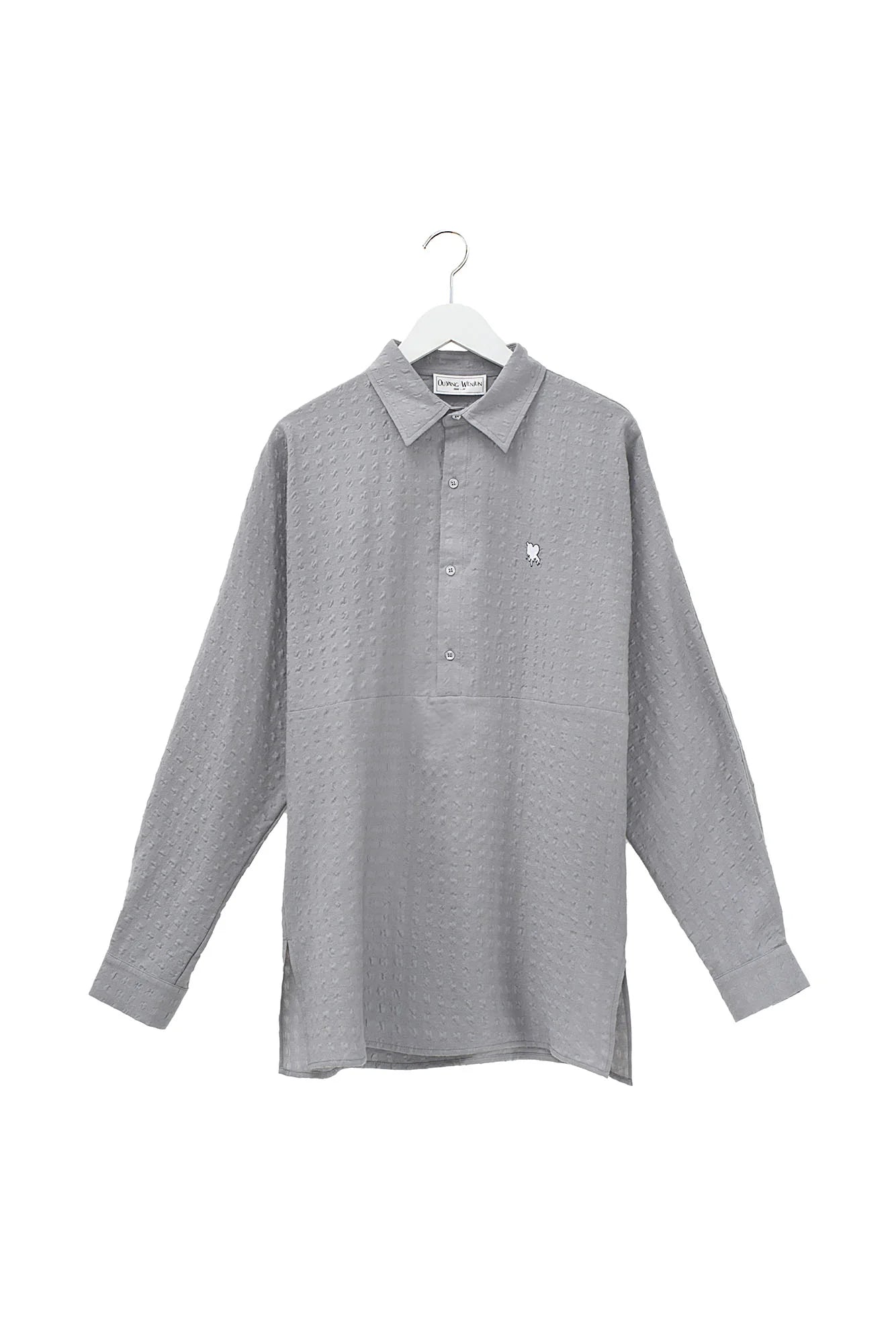 OUYANG WENJUN Drip Heart Embroidered Seersucker Shirt