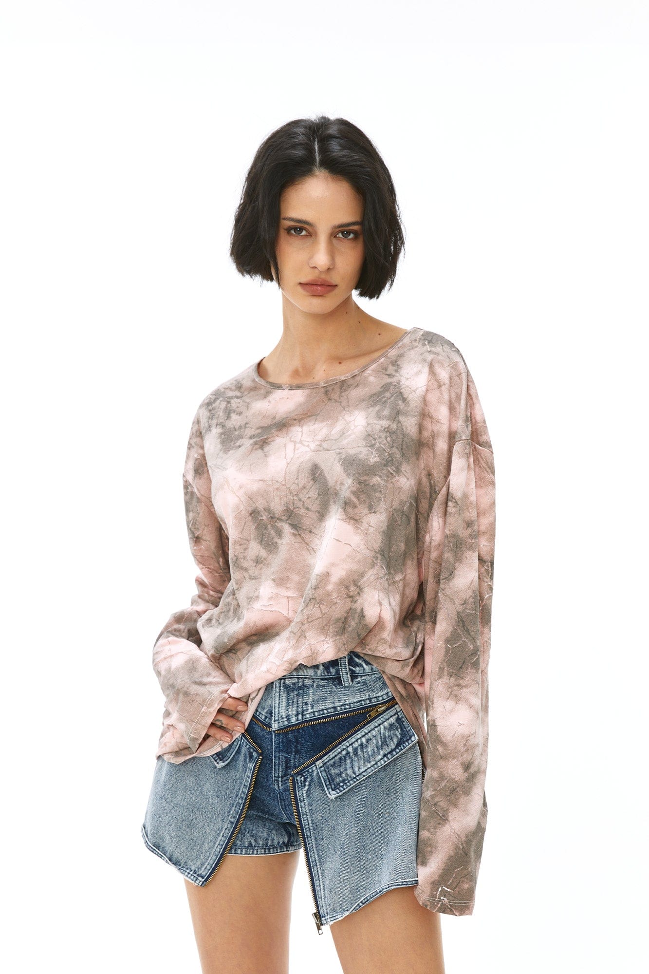 VANN VALRENCE Distressed Tie-Dye Oversized T-Shirt