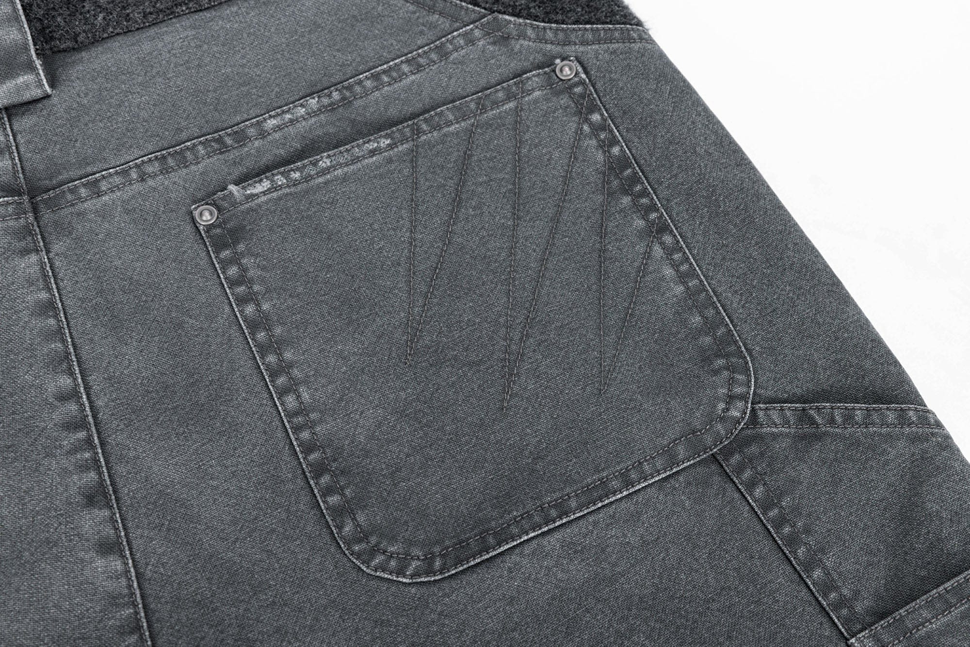 ESAIAS Claw Washed Panel Straight-Leg Pants
