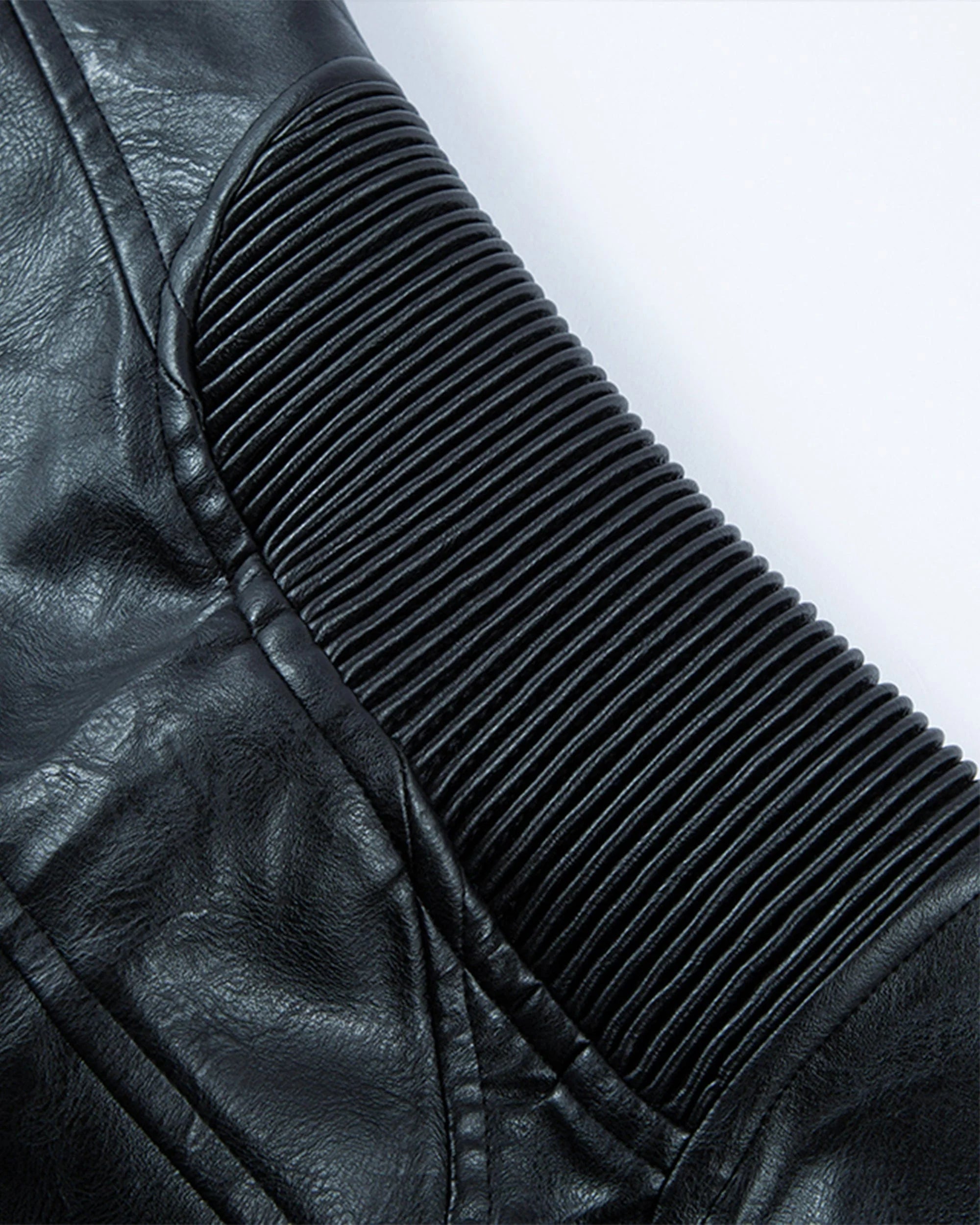 F2CE Modern Deconstructed Faux Leather Biker Jacket Black