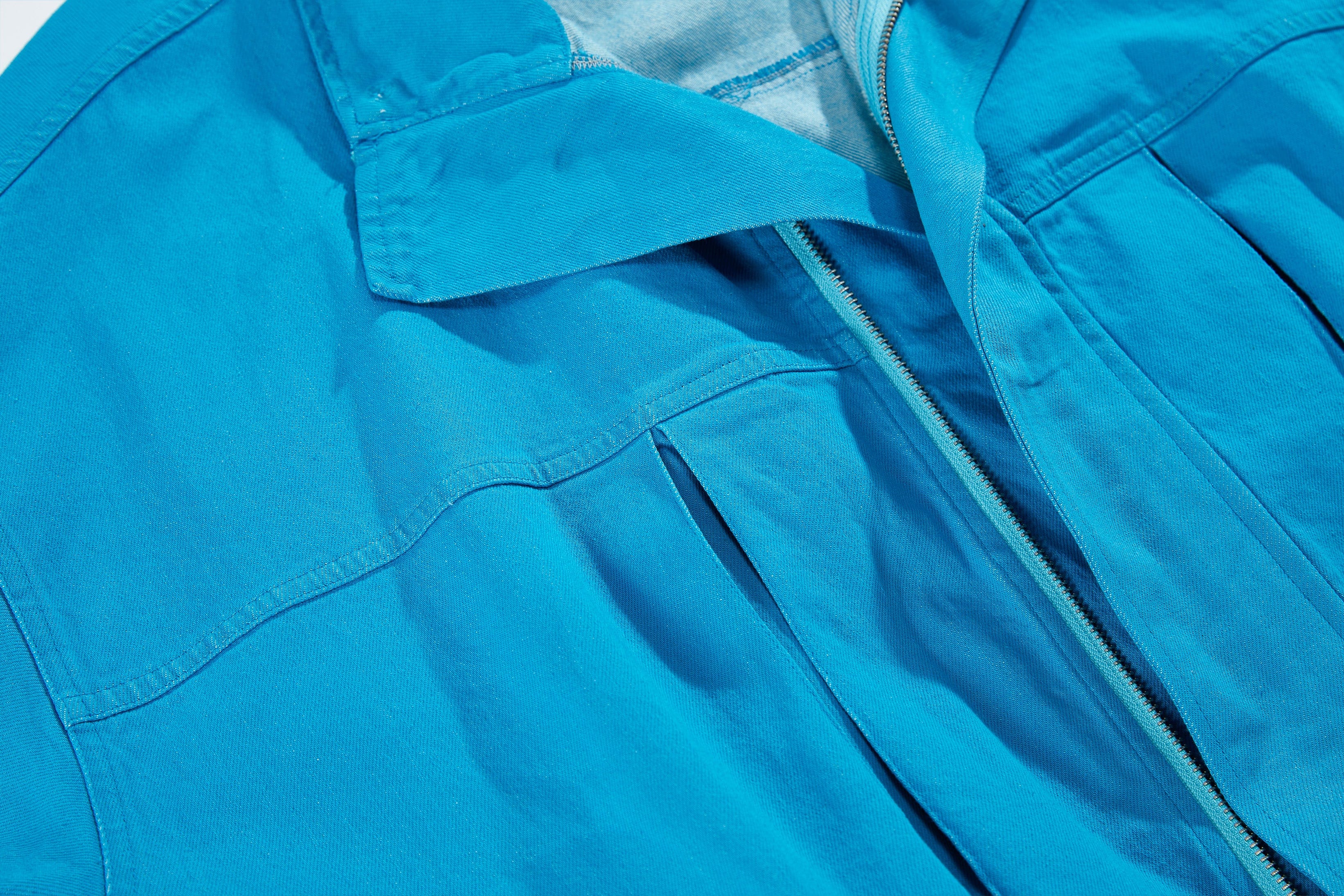 VANN VALRENCE Utility Pockets Denim Drawstring Oversized Jacket