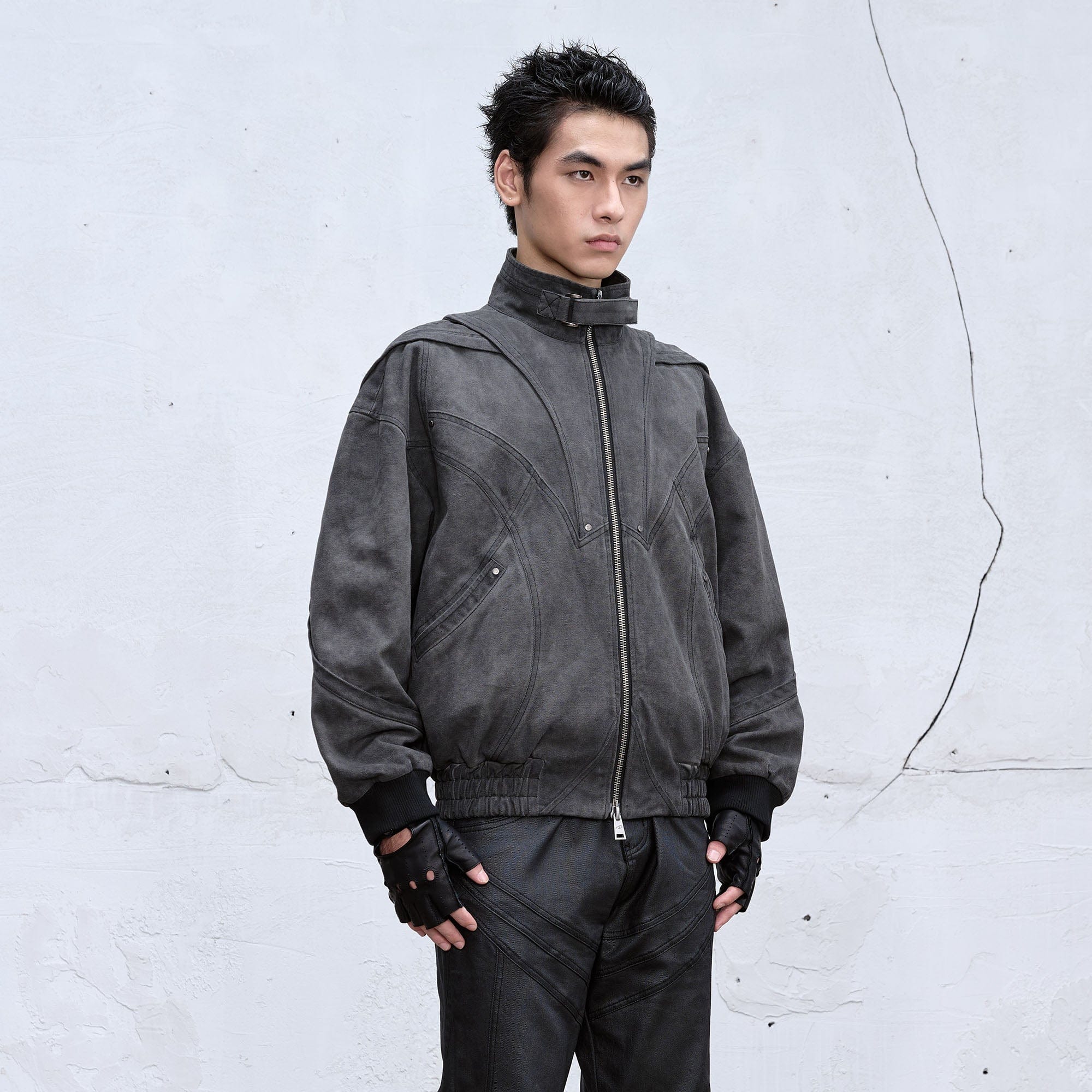 CATSSTAC Deconstructed Faded Wash Dual-Zipper Jacket