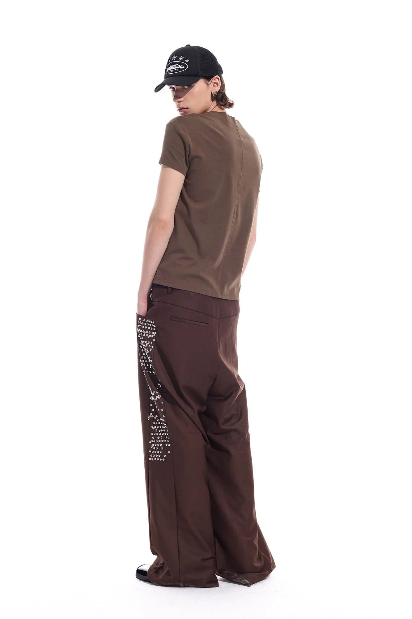 WHISTLEHUNTER Distressed Coordinate V-Neck T-Shirt