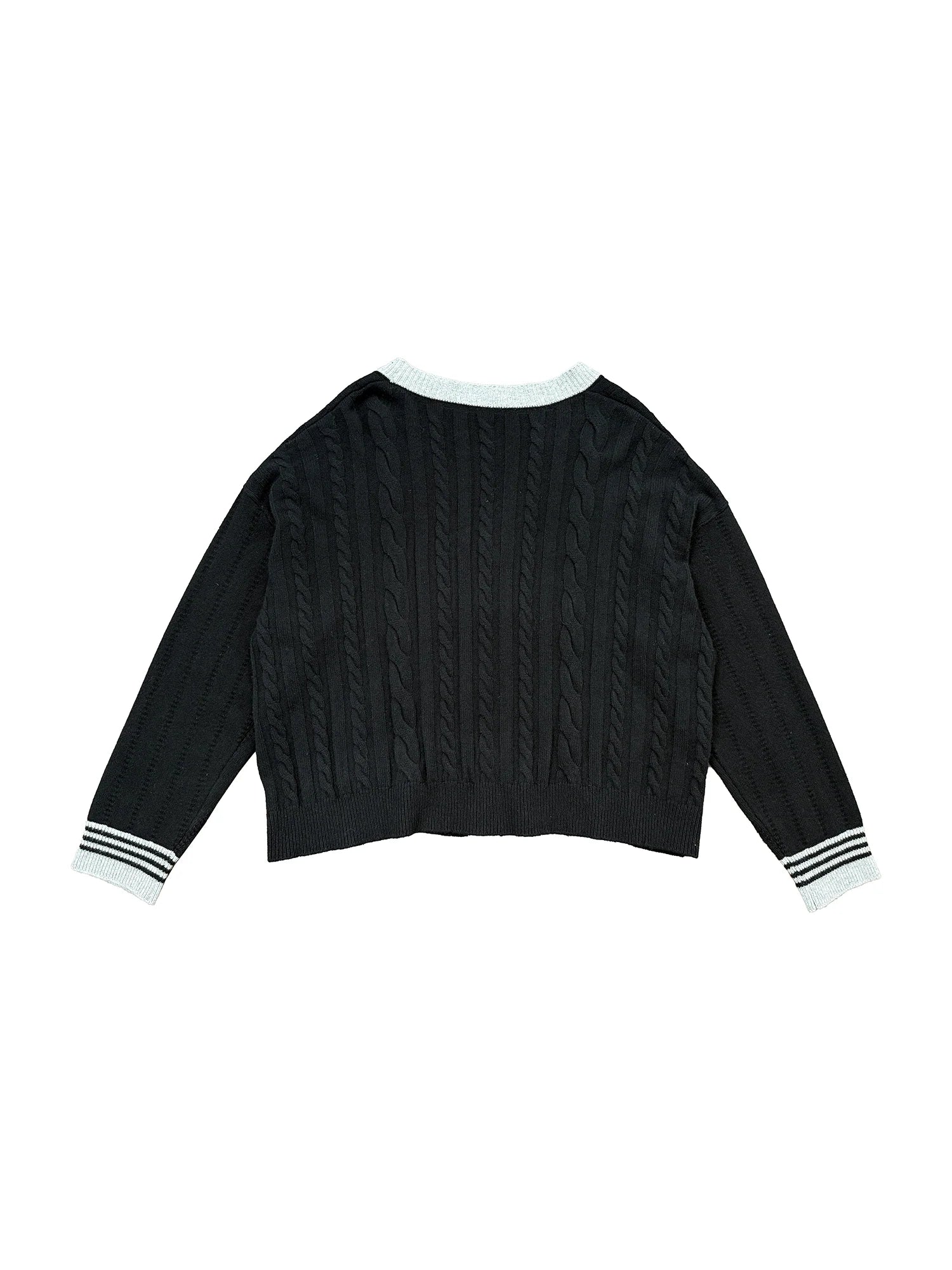 RICHILL Contrast Trim Cable Knit Cardigan