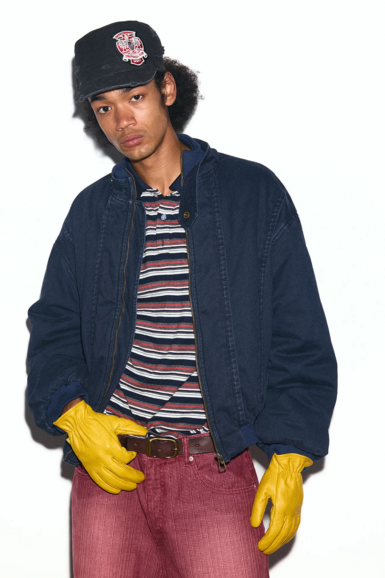TRECLUB Check-Lined Mock-Neck Puffer Jacket