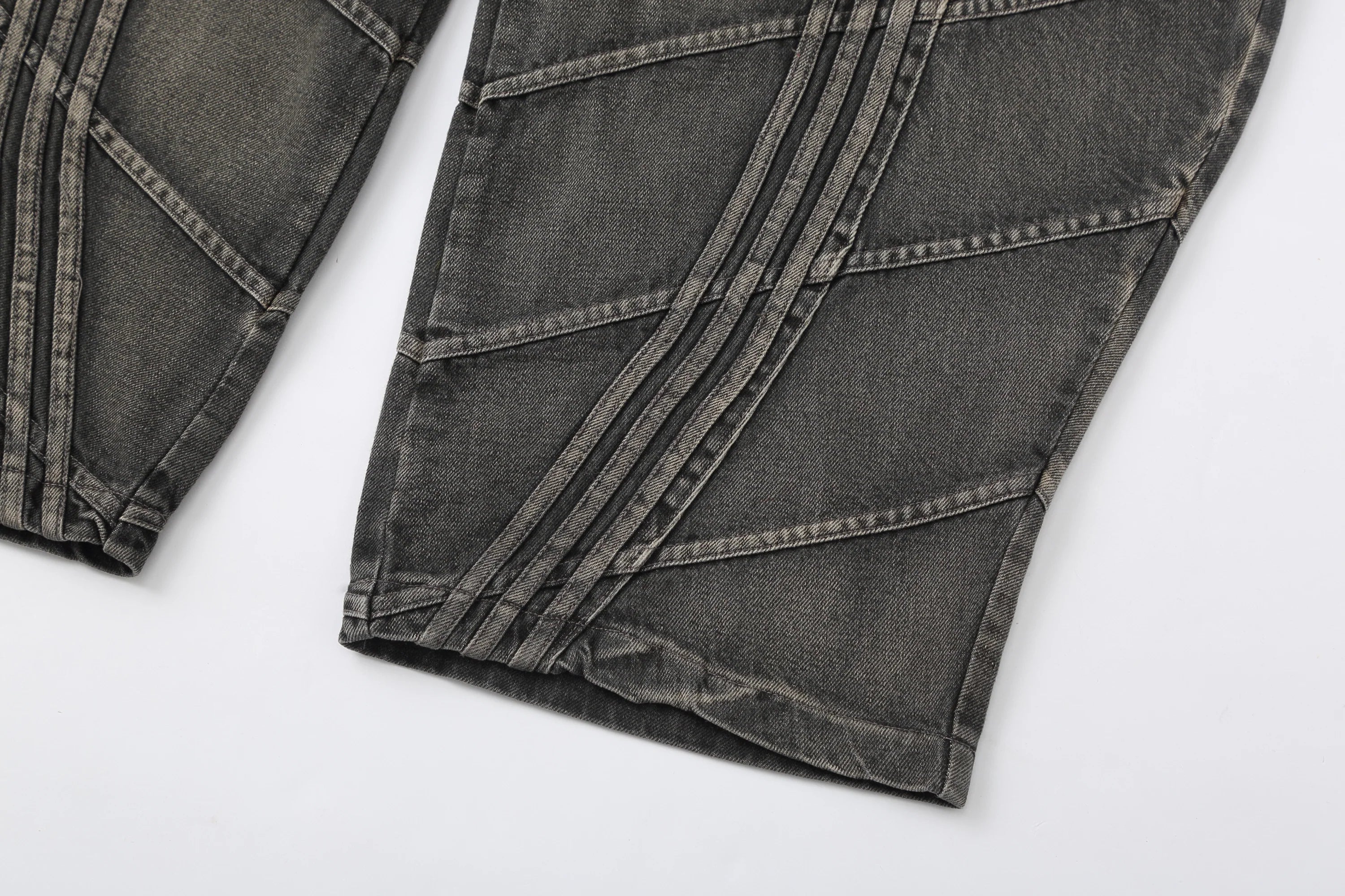 CLP Washed Arc Panel Strap Wide-Leg Jeans