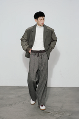 SAME FLOW Multi-Pocket Paneled Bomber-Sleeve Suit Jacket