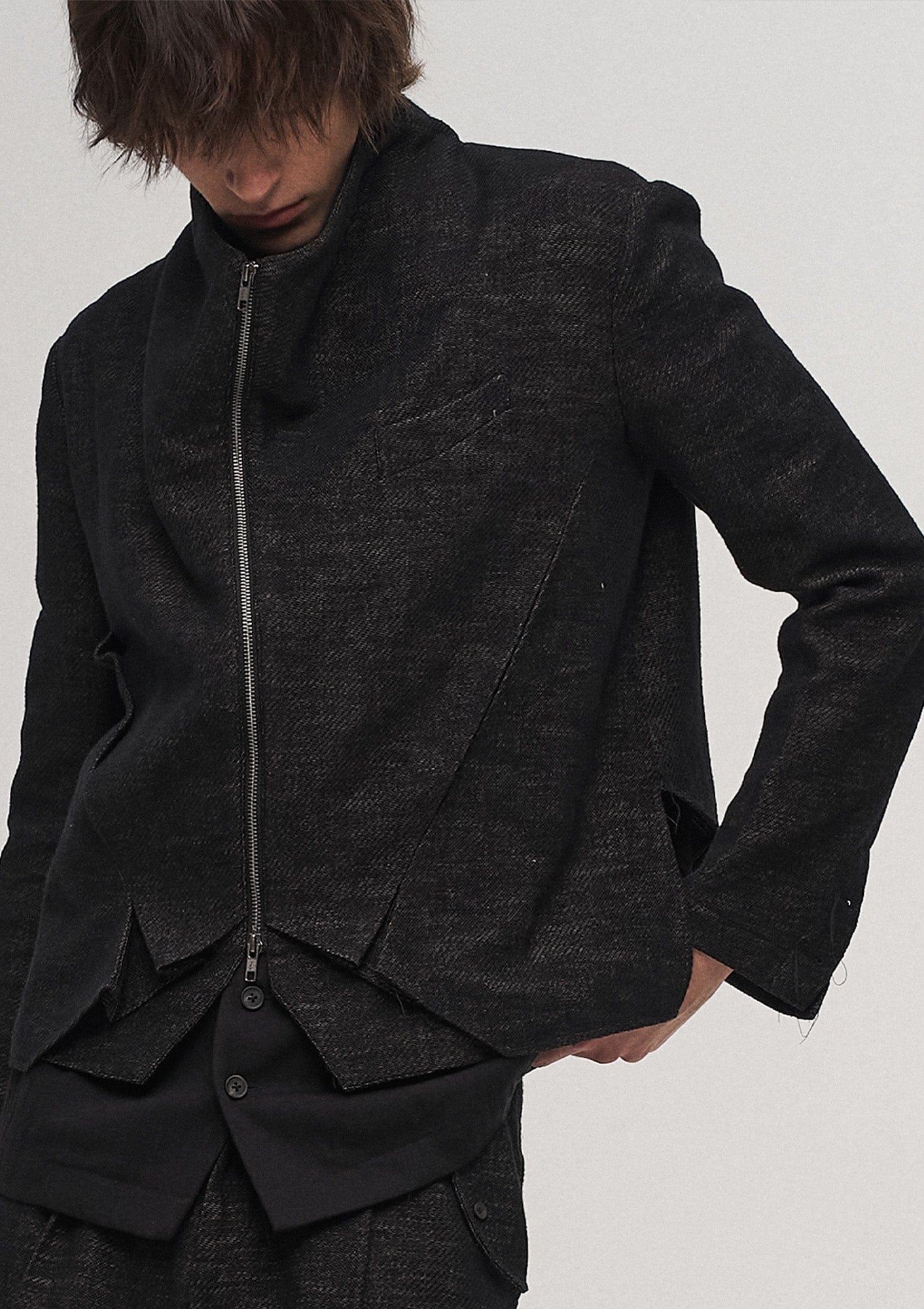 ILNya Nieternite Nifutur Double-Layer Weave Linen Jacket Black