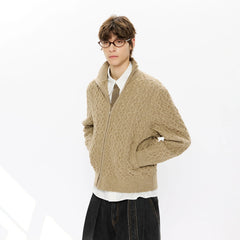 KREATE Asymmetrical Zip Cable-Knit Sweater