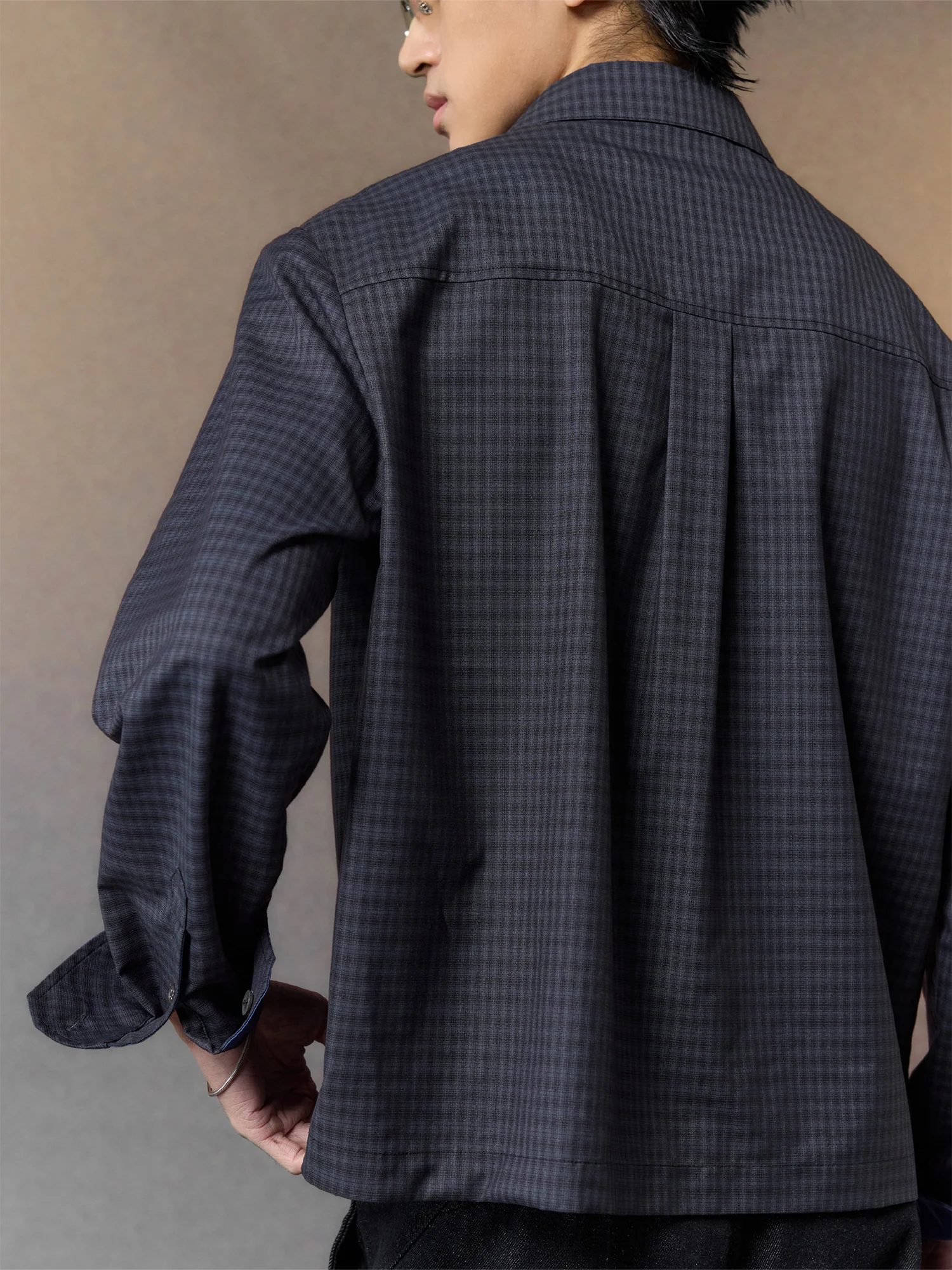 ALVNG AR ANTS Gloss Contrast Trim Check Shirt
