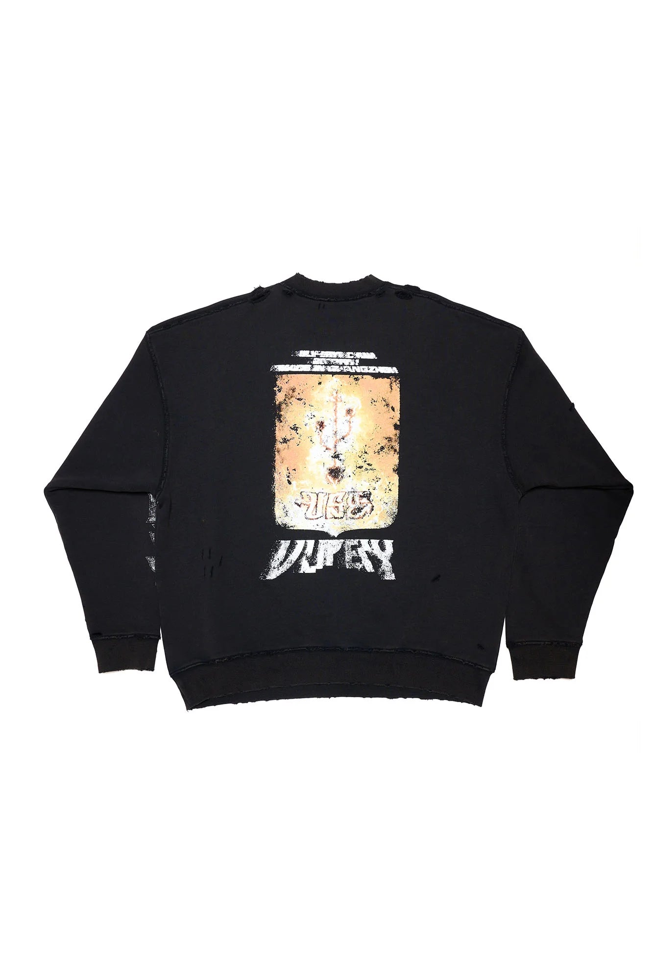 ULIPERY Distressed USB Graphic Long Sleeve Tee Black