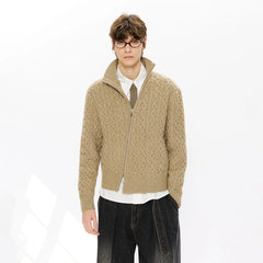 KREATE Asymmetrical Zip Cable-Knit Sweater