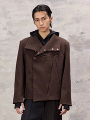 ALVNG AR ANTS Asymmetrical Wool-Blend High-Neck Jacket
