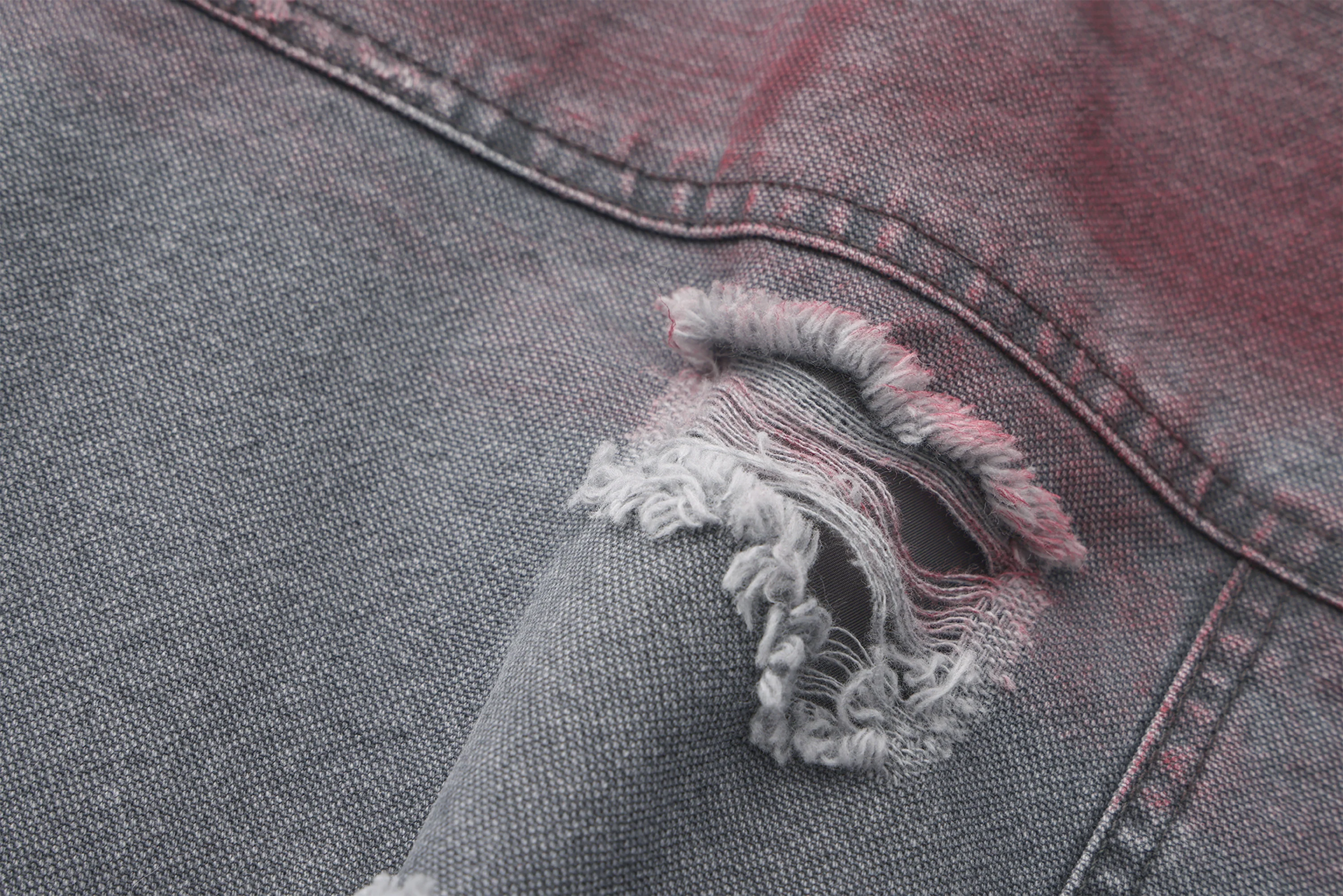 VANN VALRENCE Washed Distressed Multi-Pocket Utility Denim Jacket
