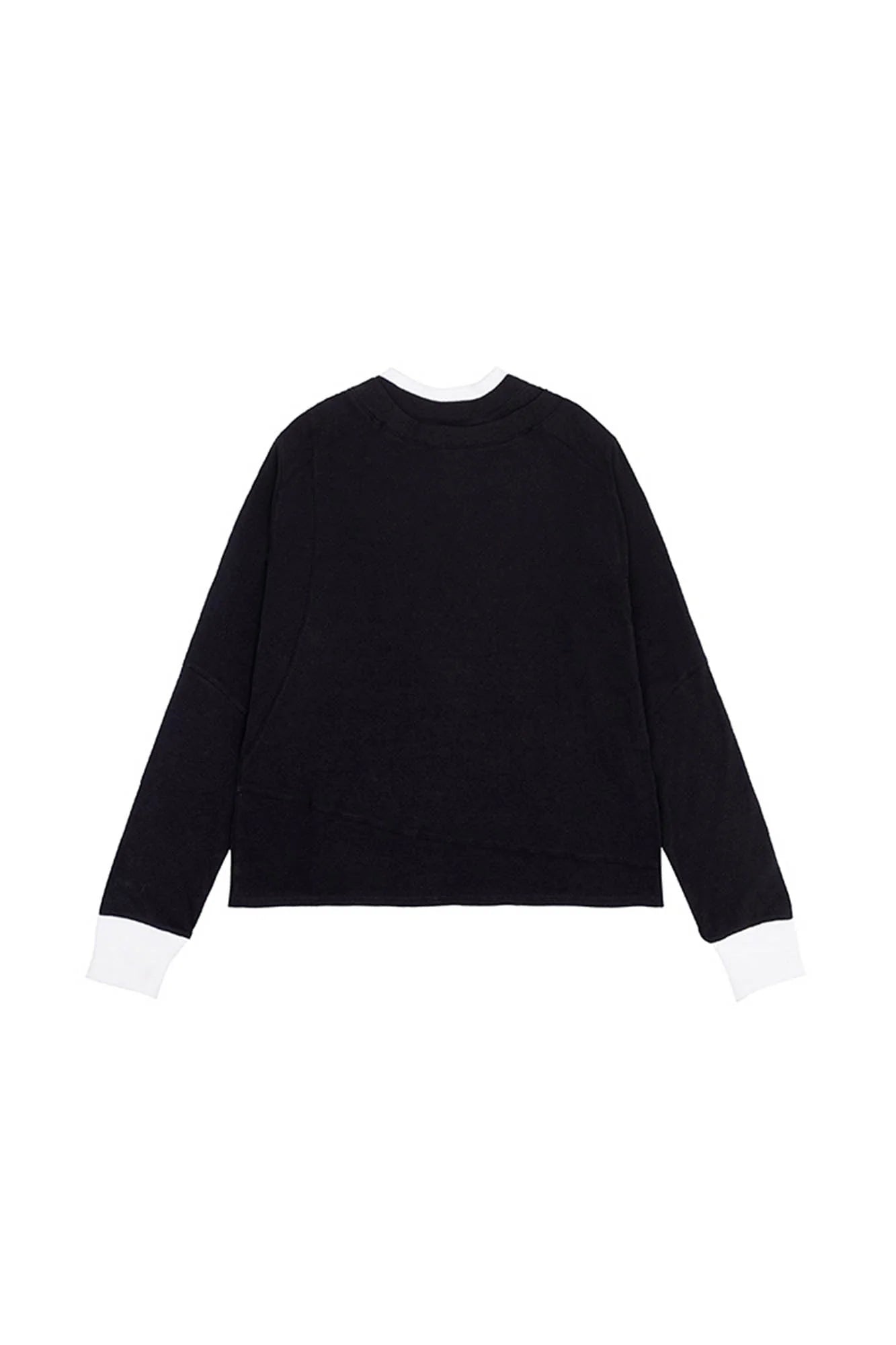 IN EXISTENCE Layered Asymmetrical Neck Embroidered Long-Sleeve Tee