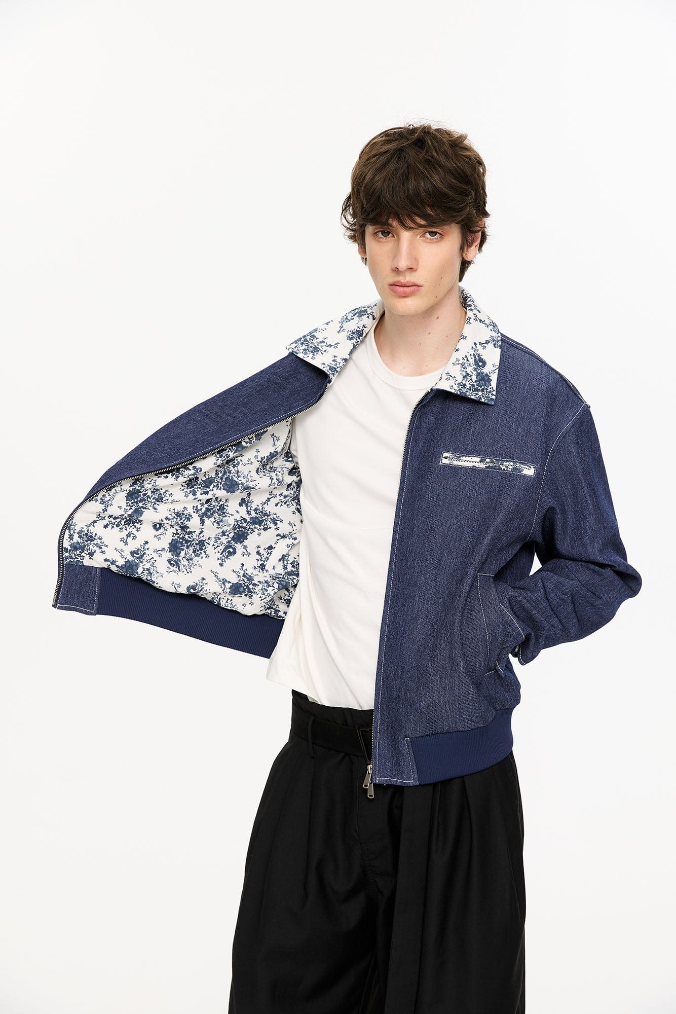 KREATE Contrast Floral Collar Jacket