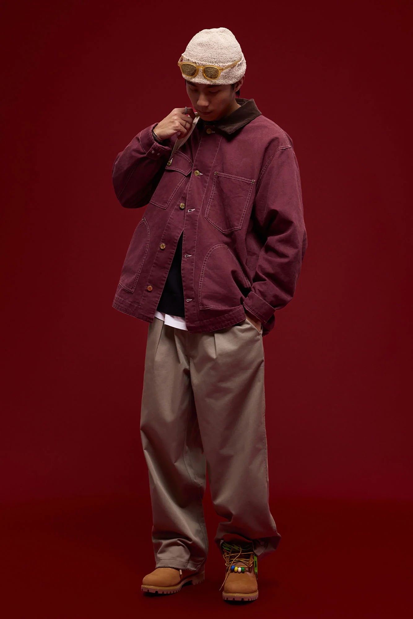 BANANA CLUB Contrast Collar Stitch Utility Jacket