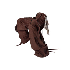 RELABEL Multi-Pocket Detachable Scarf Distressed Cargo Coffee