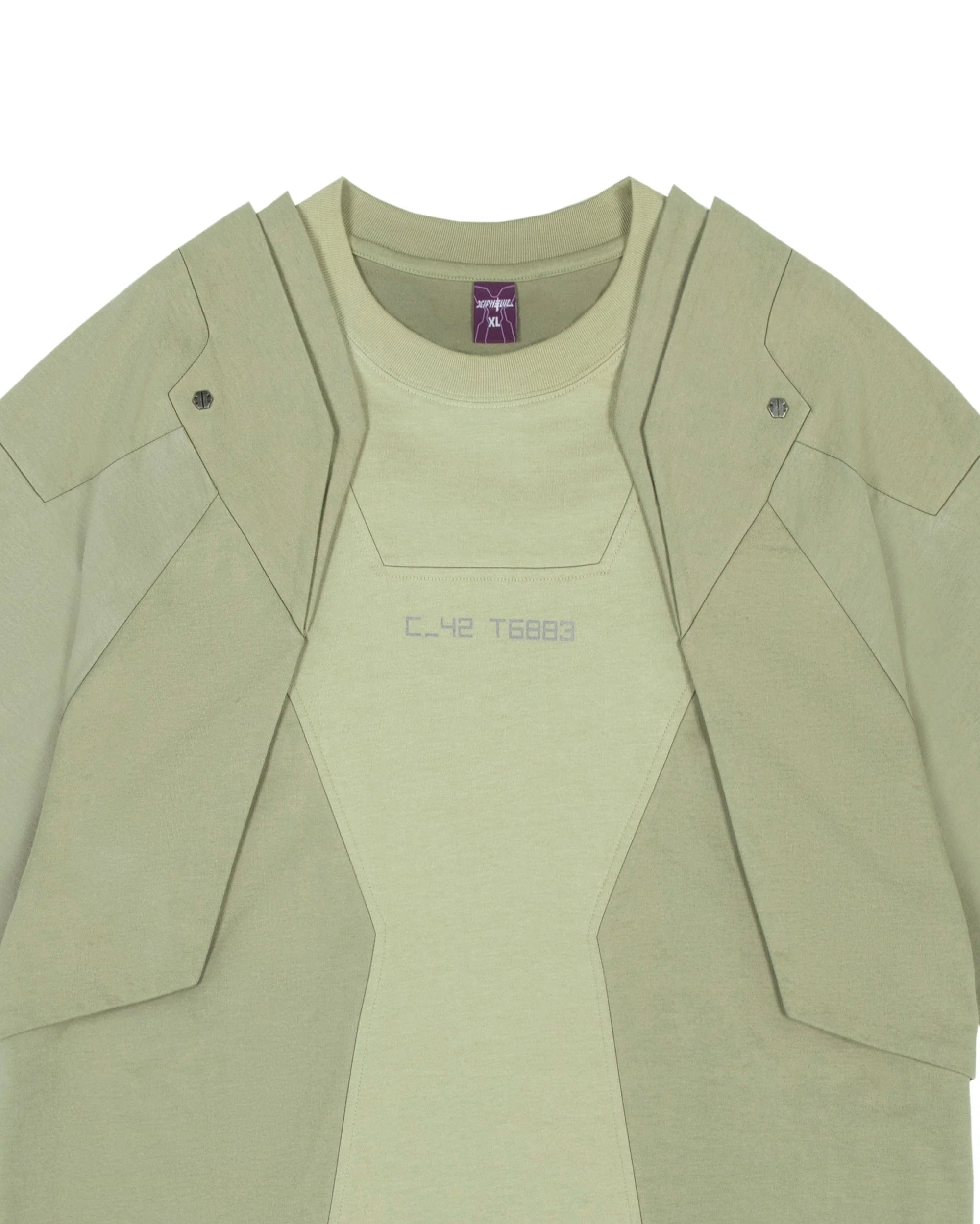 XIPHEVIL Deep Zone Deconstructed Armor Rivet T-Shirt Green