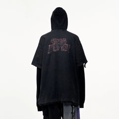 ULIPERY Distressed Faux Layered Hoodie