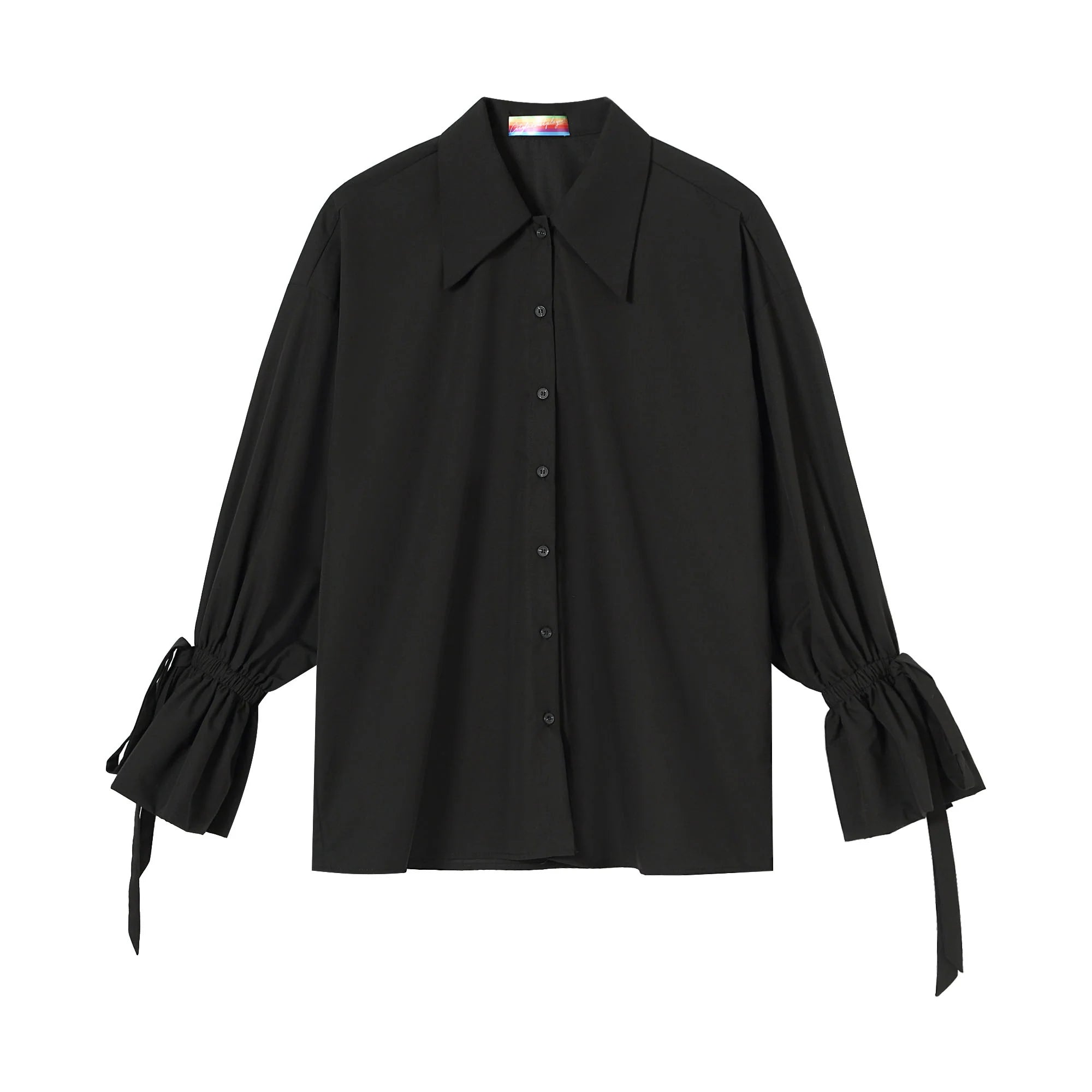 CLP Drawstring Ruffled Cuff Oversized Shirt