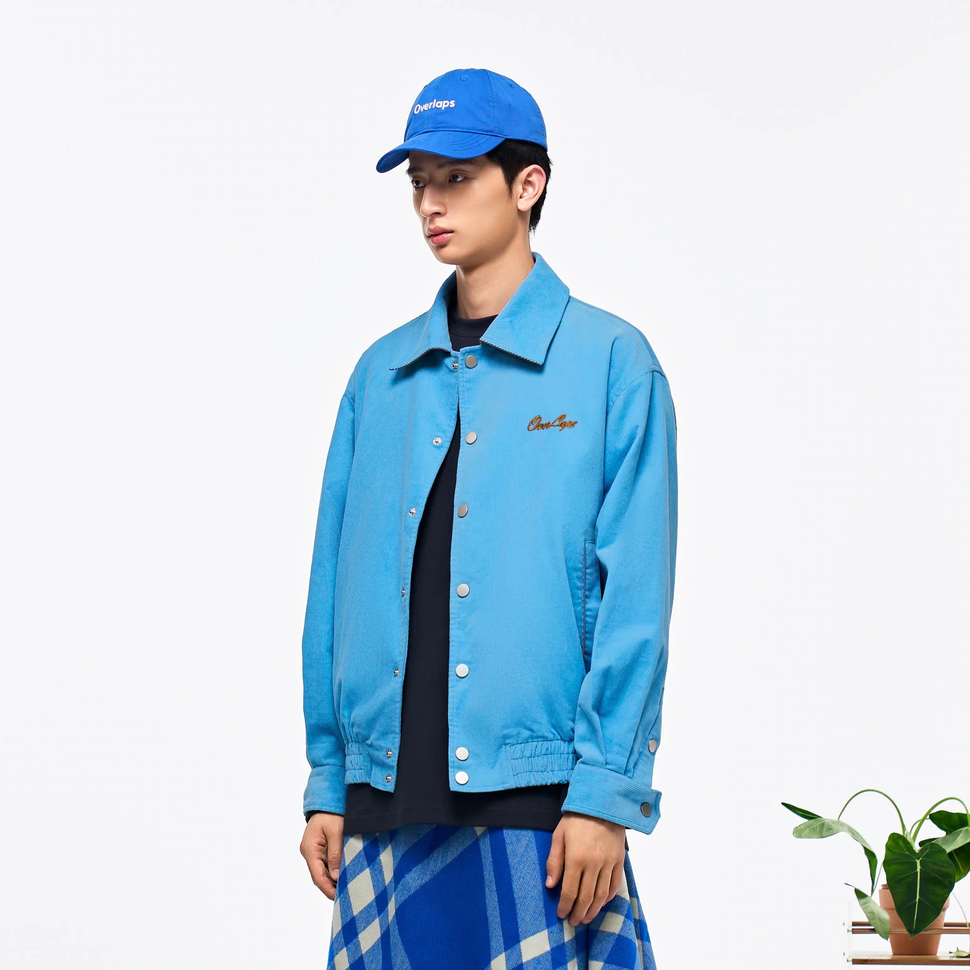 OVERLAPS Embroidered LOGO Utility Snap Jacket