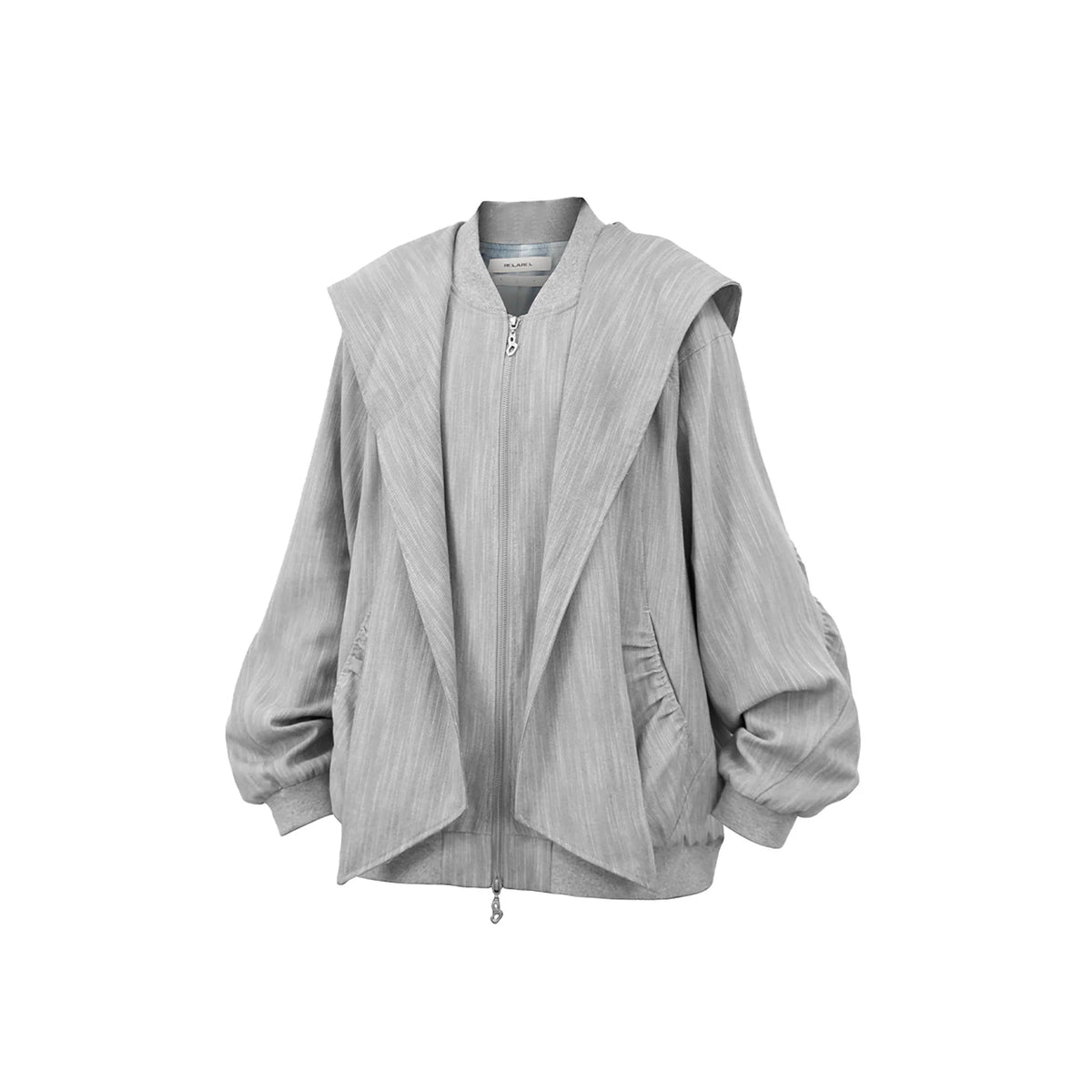 RELABEL Detachable Hood Crinkled Oversized Jacket Gray