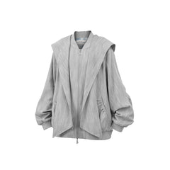 RELABEL Detachable Hood Crinkled Oversized Jacket Gray