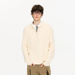 KREATE Cable Knit Polo Sweater