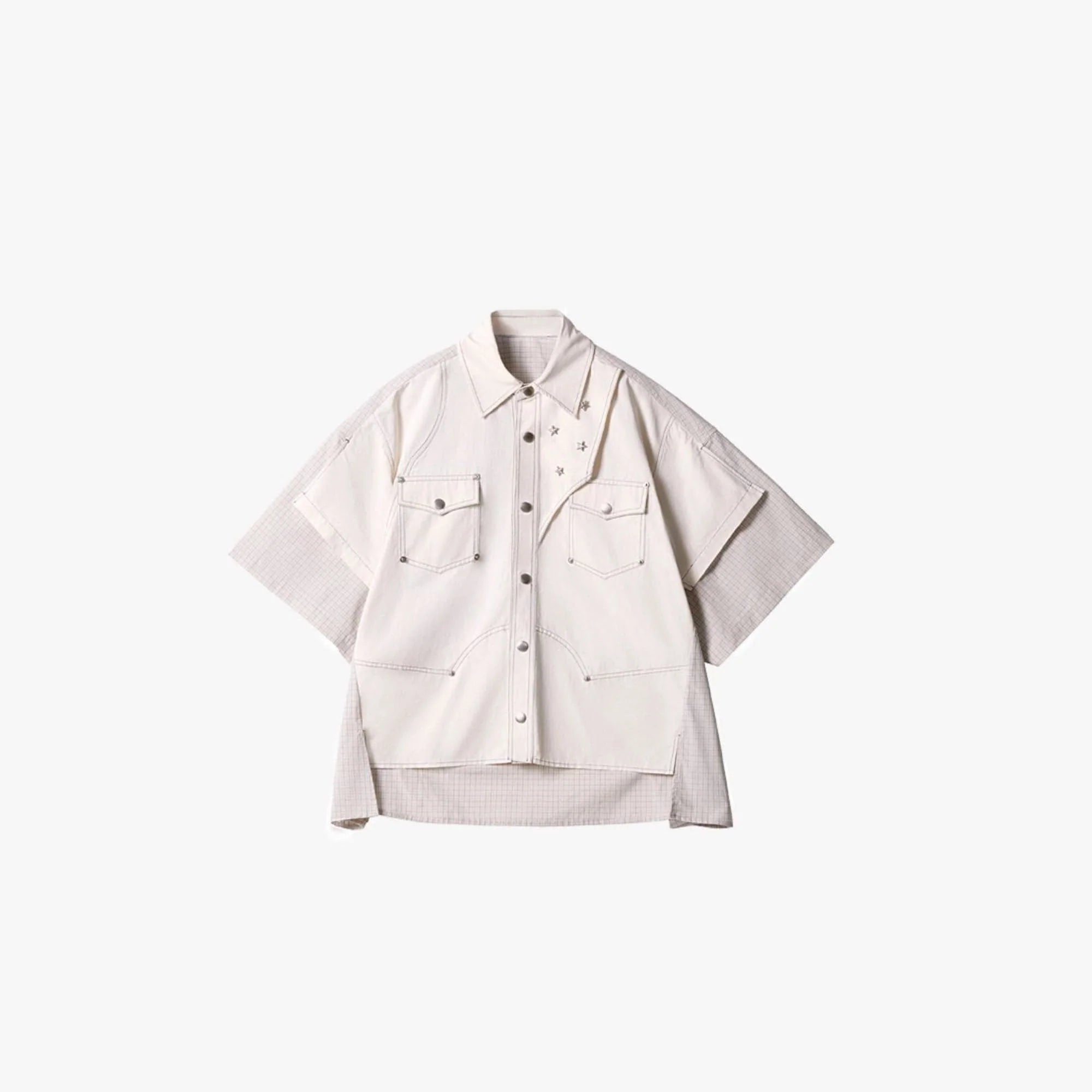 ERROR CODE ROBOT Multi-Studded Faux-Layer Short Sleeve Half Shirt