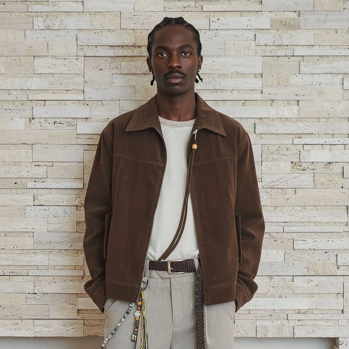 GONGHE REPUB Short-Pile Faux Suede Jacket