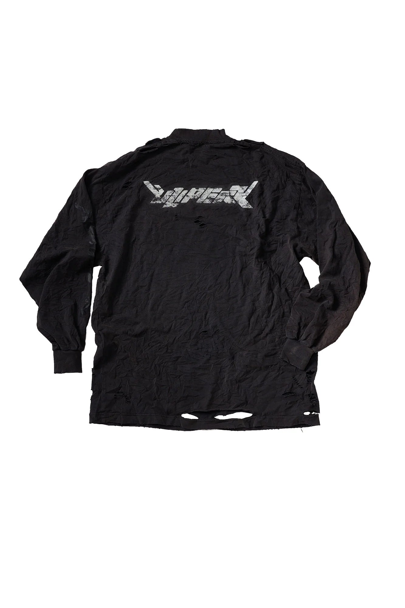 ULIPERY Distressed Glow Crinkled Long Sleeve Tee