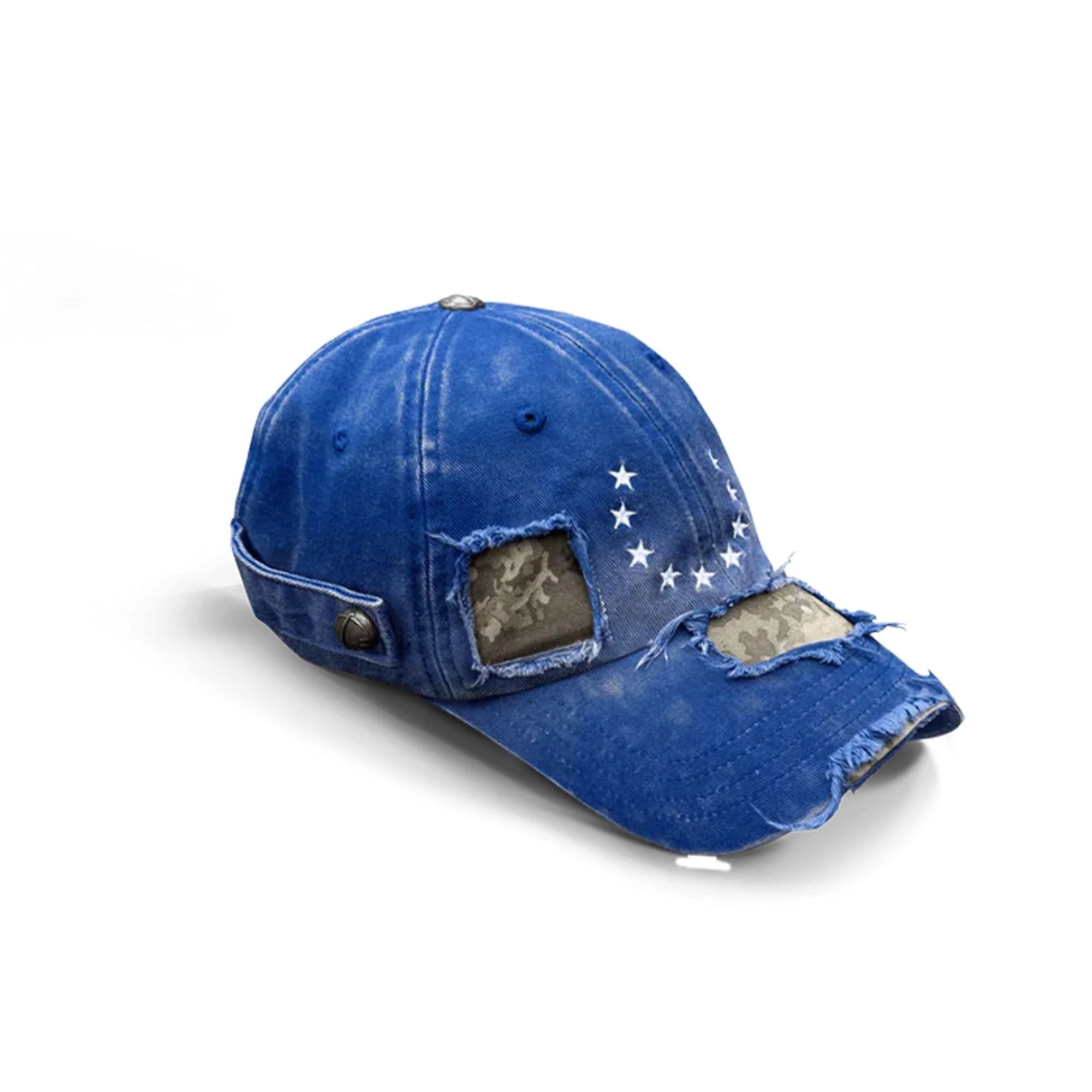 TECNINEGROUP Camo Distressed Panel Star Embroidered Cap