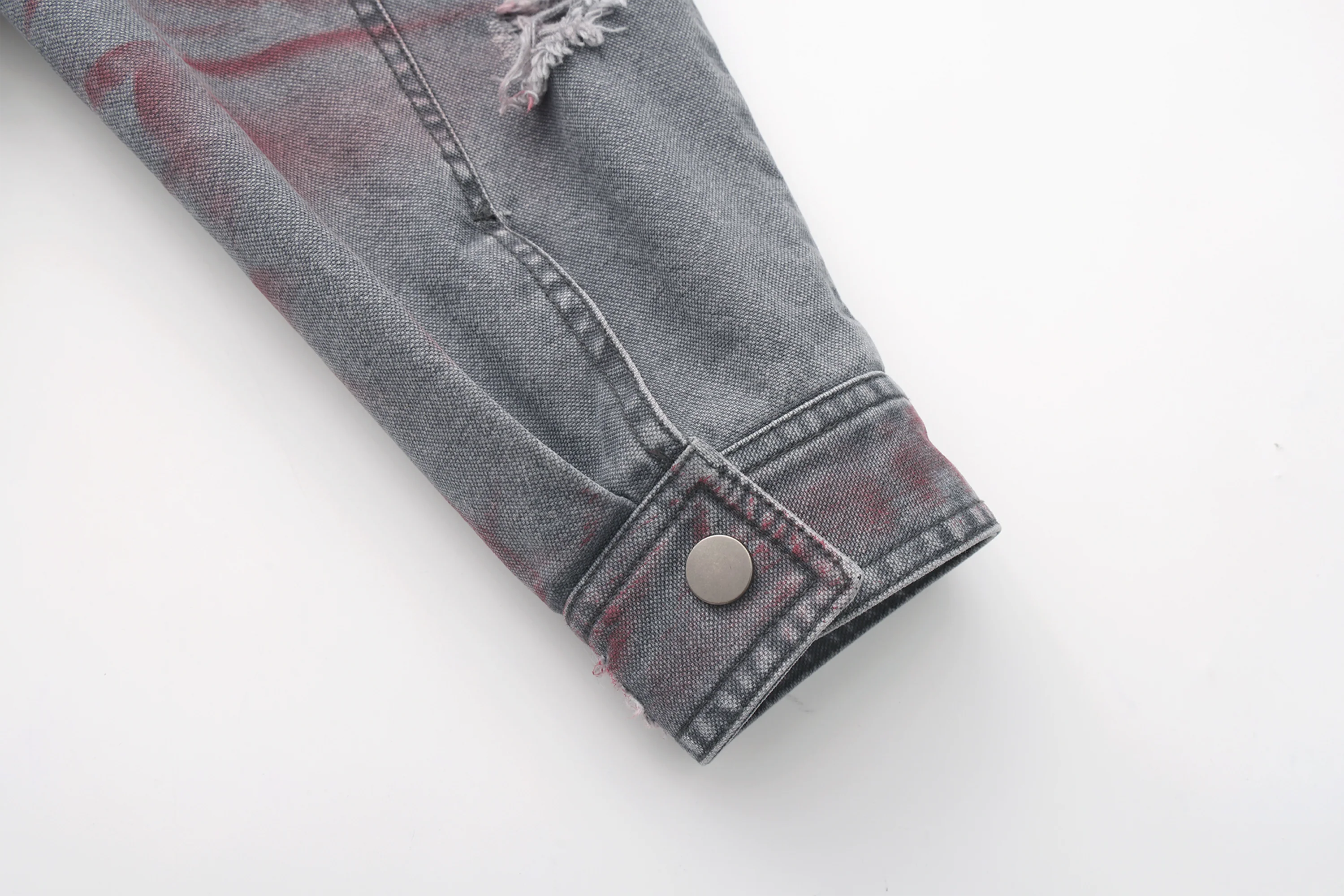 VANN VALRENCE Washed Distressed Multi-Pocket Utility Denim Jacket