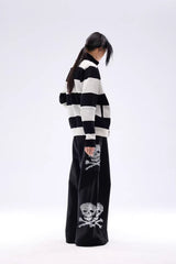 NOTHINGNESS WORLD Skull Graphic Wide-Leg Sweatpants