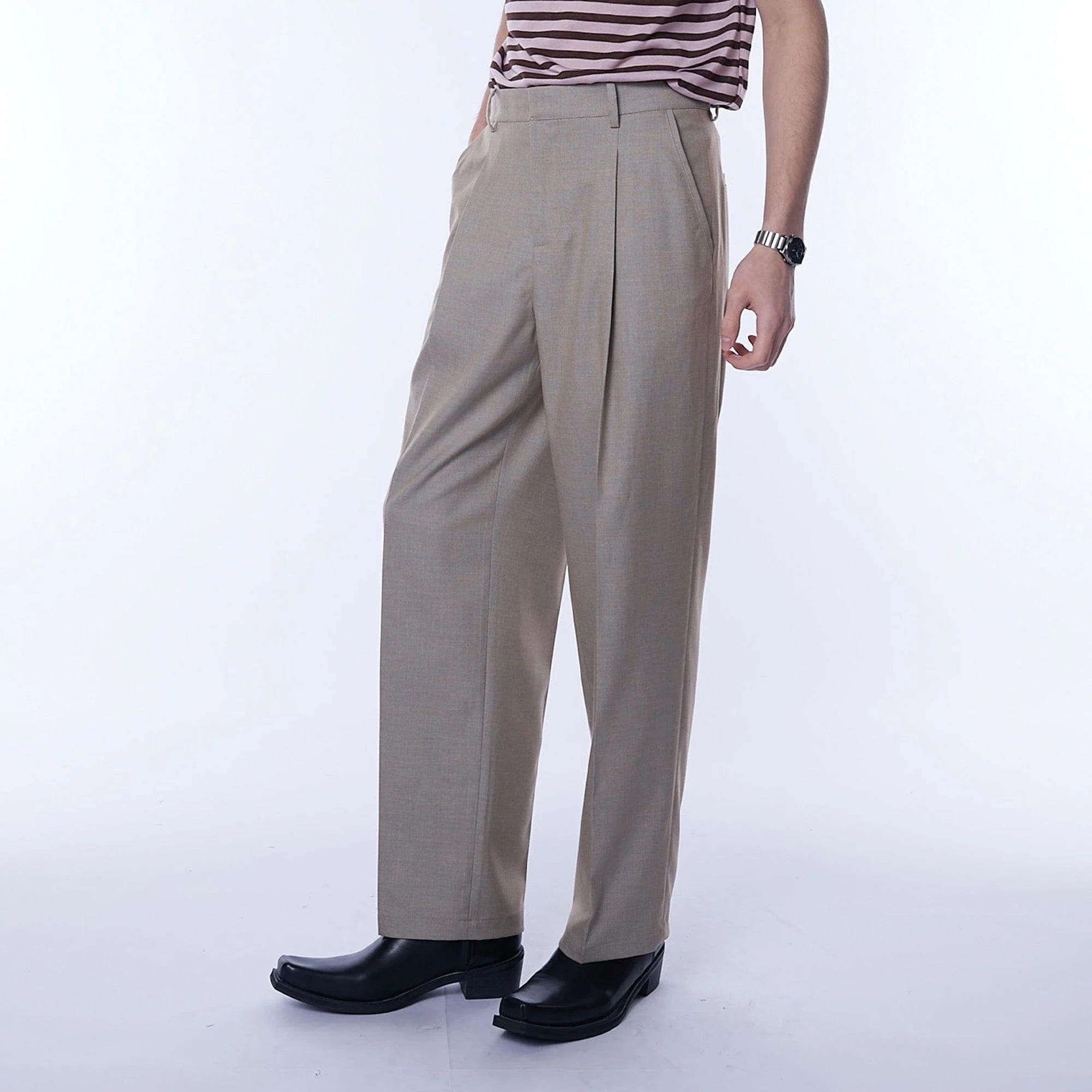 ASSEEN Essential Pleated Straight-Leg Cigarette Trousers