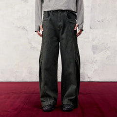 ALVNG AR ANTS Slanted Rivet-Paneled Jeans