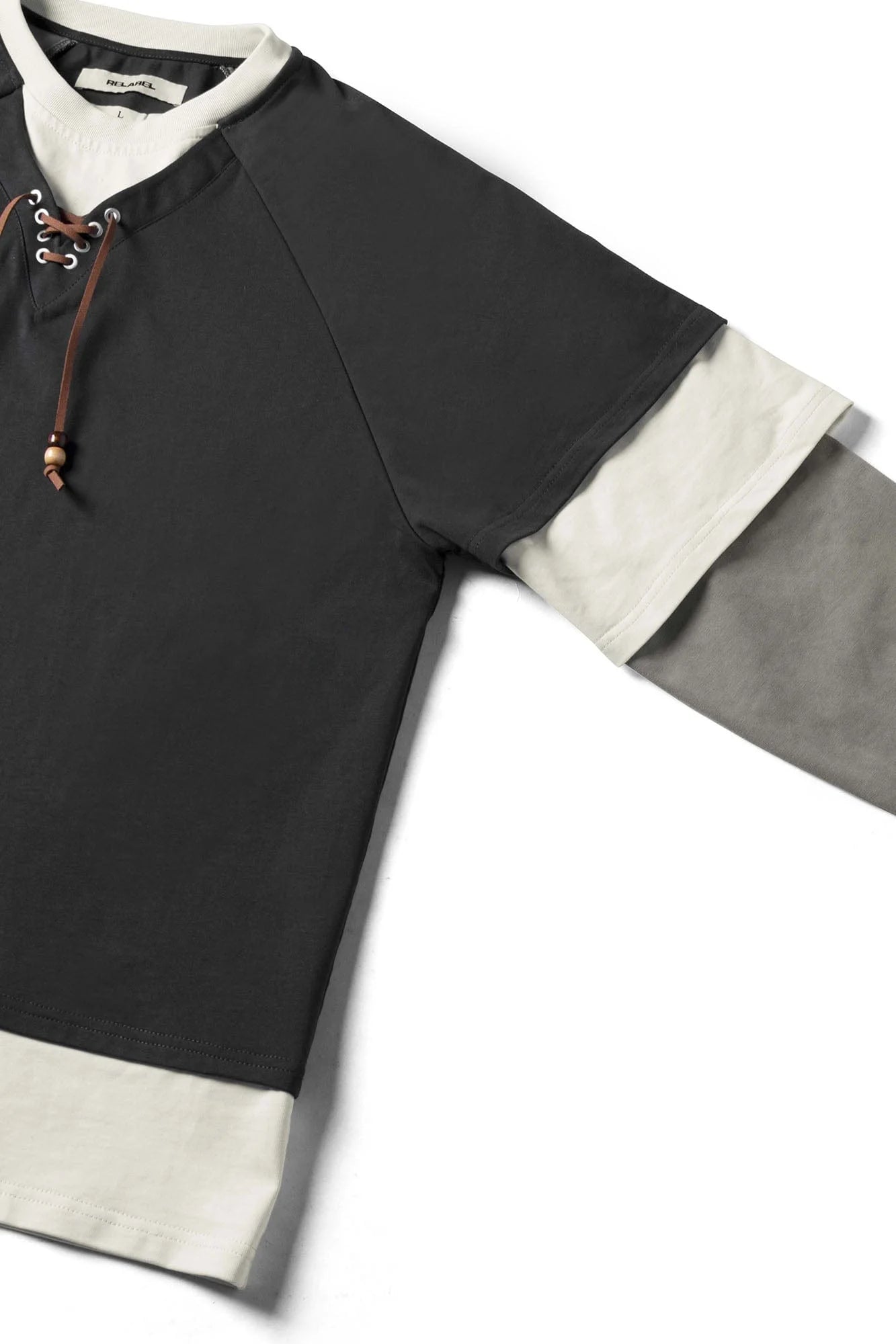 RELABEL Layered Lace-Up Sweatshirt Gray