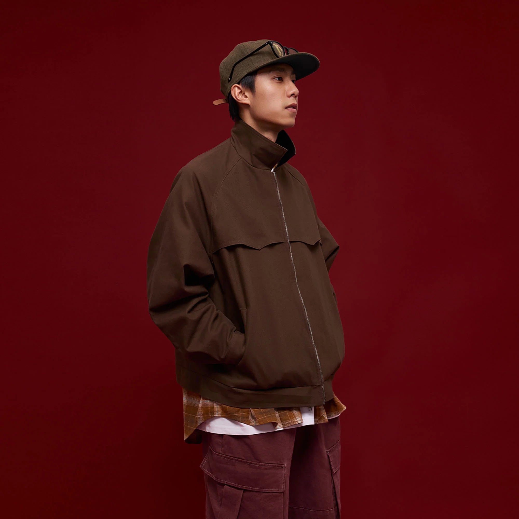 BANANA CLUB Faux Leather Collar Cotton Jacket