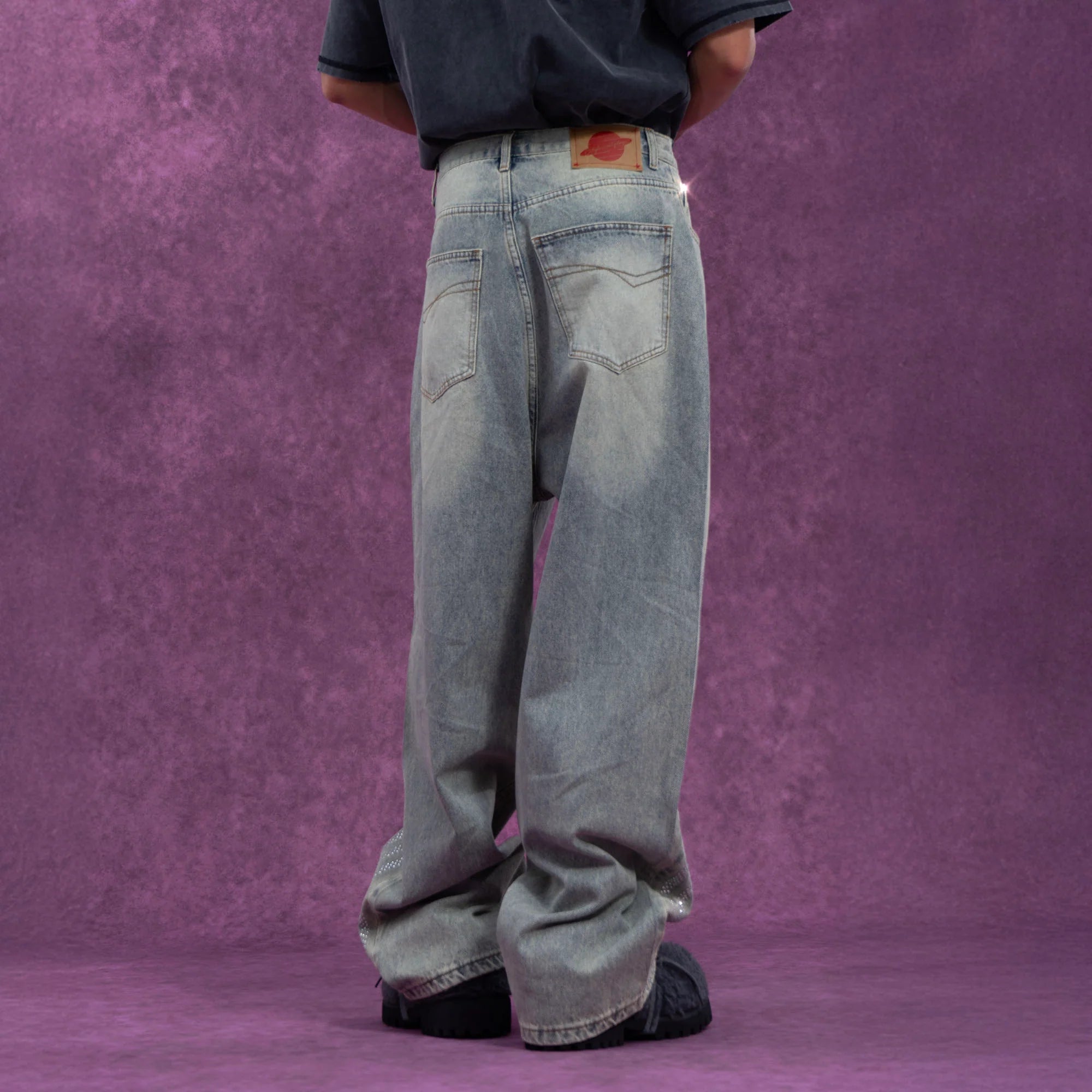 CLP Diamond Arc Washed Wide-Leg Jeans