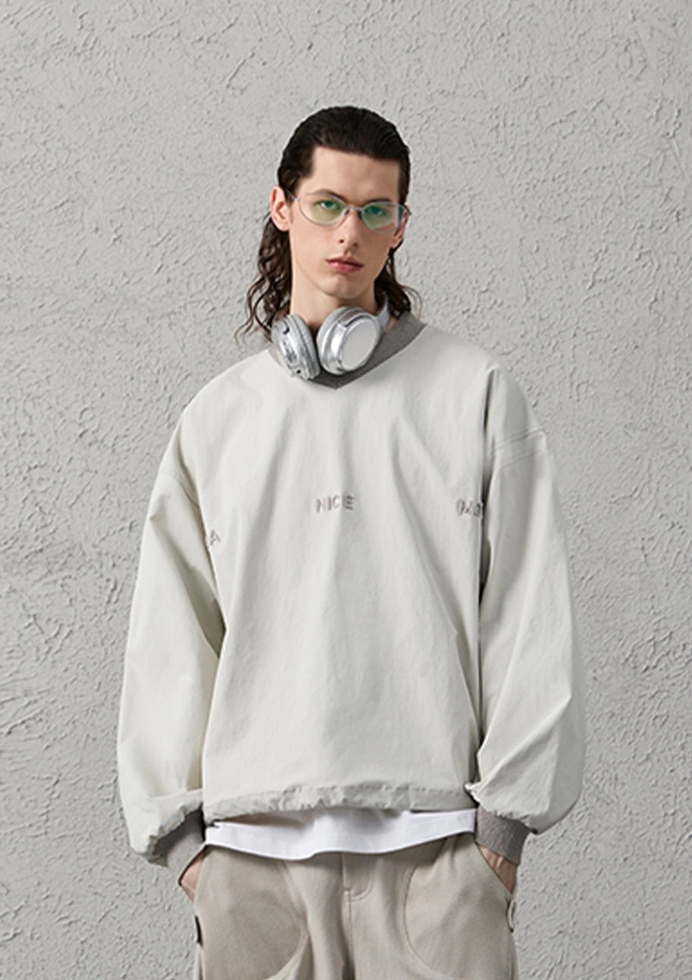 ORGANIC EMOTION Water-Repellent LOGO Embroidered Drawstring Sweatshirt