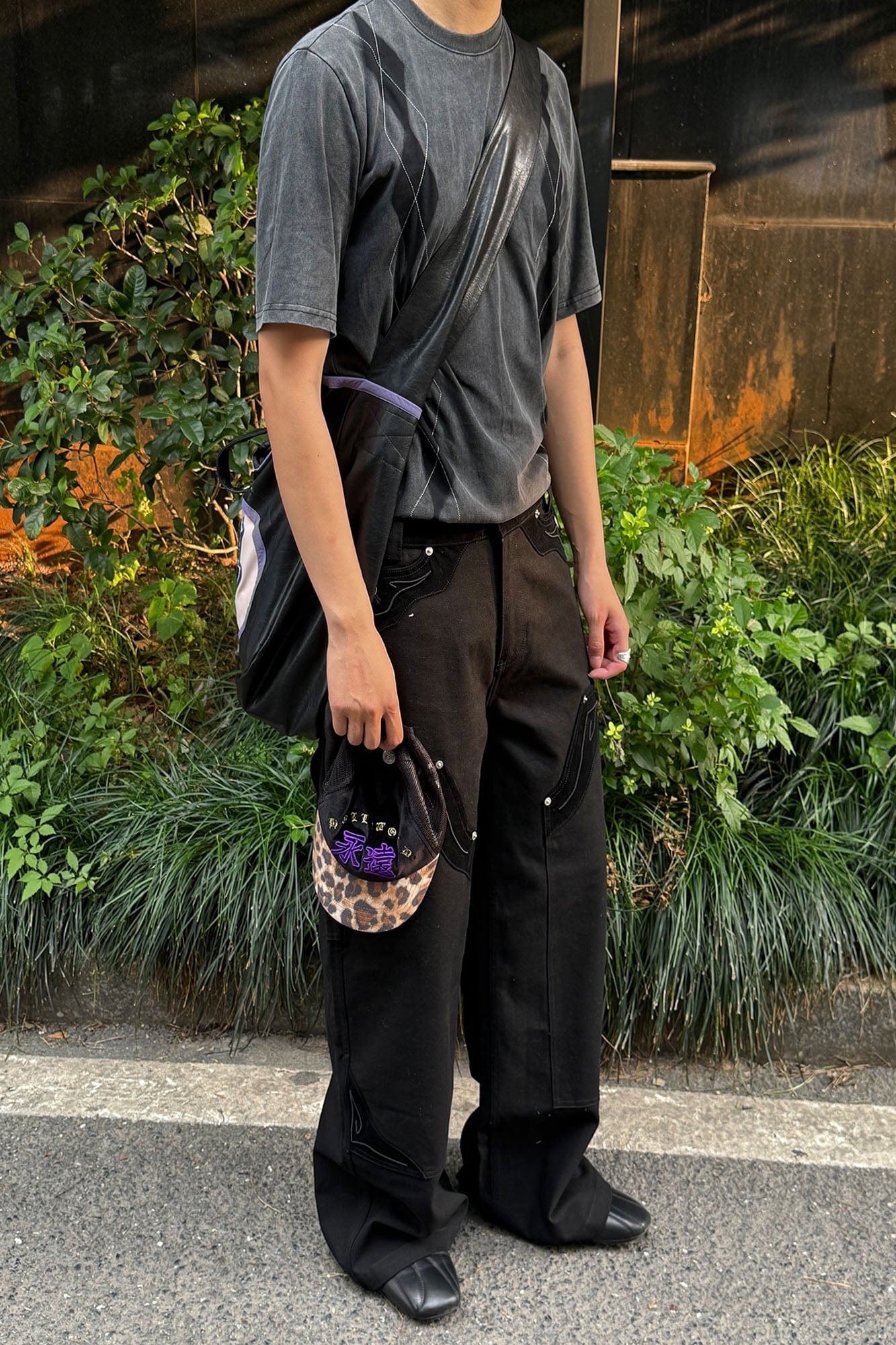 ESAIAS Rune Embroidered Velvet Panel Pants