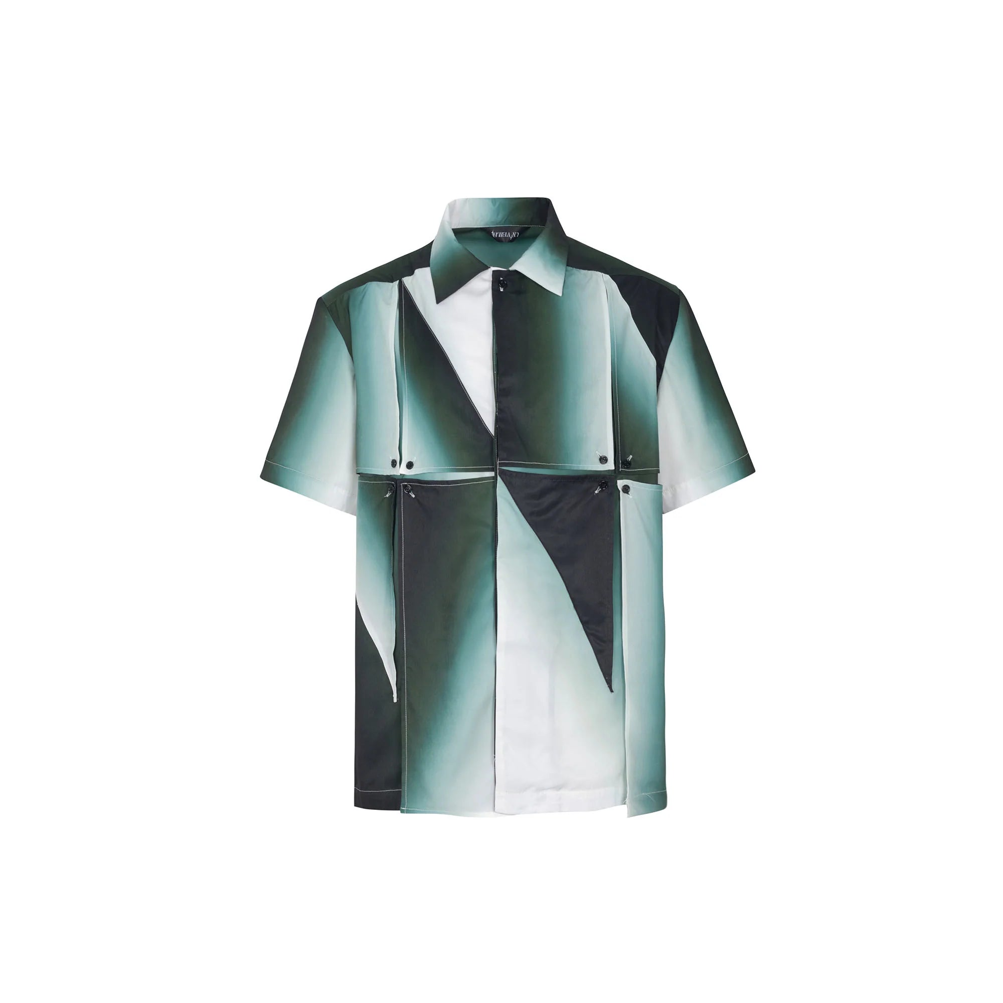 TUIMU Gradient Geometry Panel Acetate Shirt